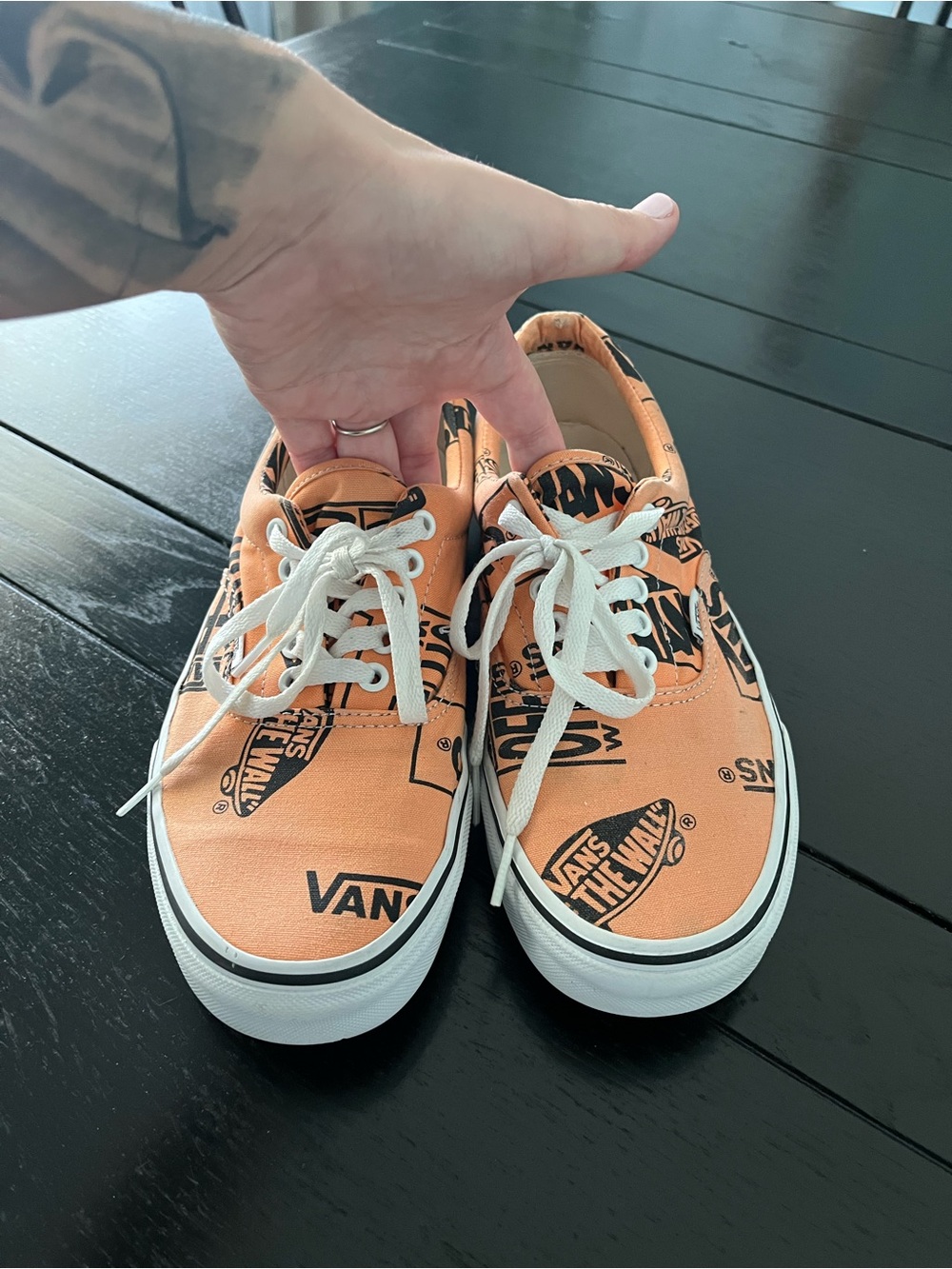 Vans Peach/Orange Logo Canvas Lace-Up Sneakers